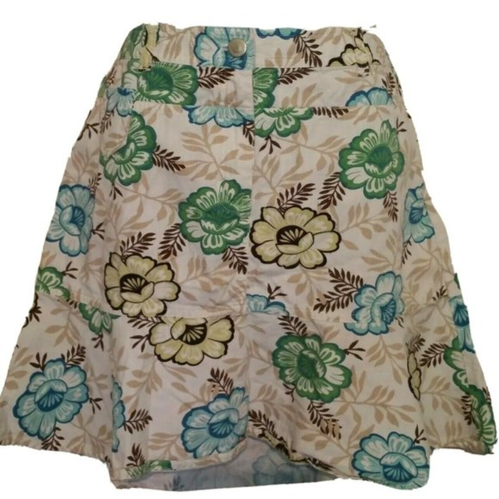 LOFT Floral Mini Skirt - Green and Blue